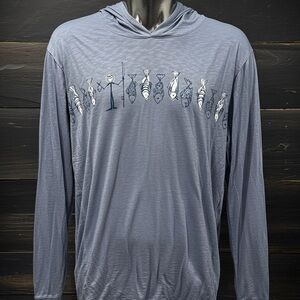 Life Is Good Men's Slate Blue Fish Graphic Hoodie